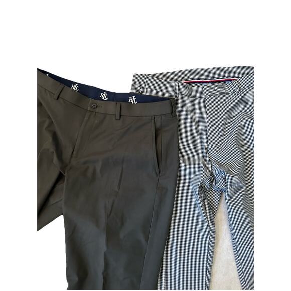 Tommy Hilfiger & POLO Men 34 X 30 Th Flex Stretch Pants Plaid/Black Golf Lot 2 - Picture 1 of 16